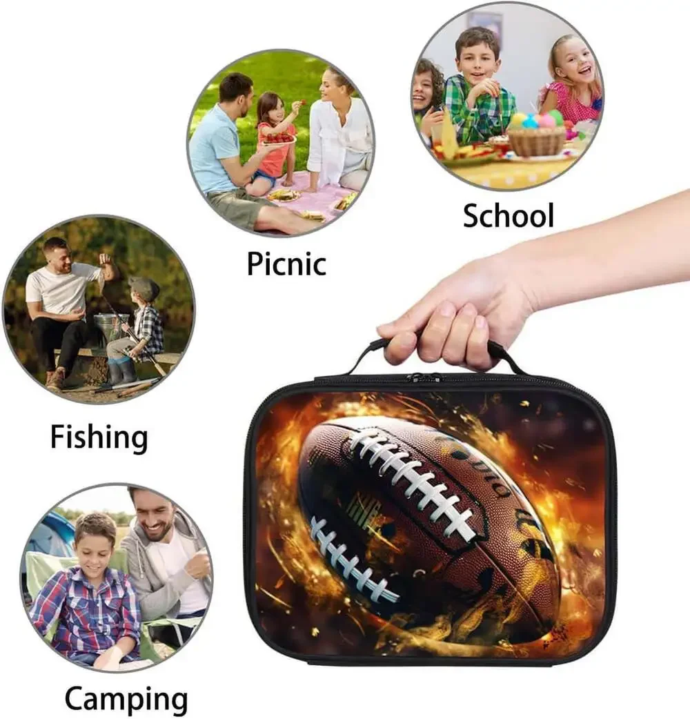 Football Lunch Box for Boys and Kids, American Football Design, Sports School